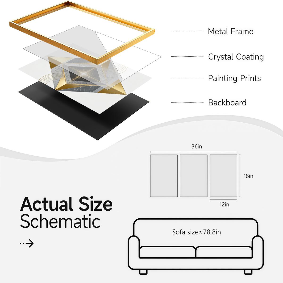 3 Counts Aluminum Alloy Framed Painting, Geometric Gold And Marble Abstract Art Pictures, Home Decoration For Living Room, Bedroom, Office, Restaurant, Hallway Wall Decor, Odorless Print Artwork, Luxury Perfect Gift For Friends And Family