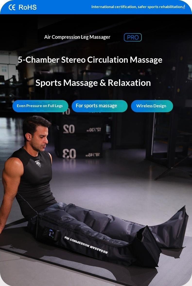 New Rechargeable & Cordless Full Leg Air Compression Massager, Sequential Compression Therapy for Circulation, Pain Relief & Muscle Recovery with Multiple Modes, Intensities & Timer