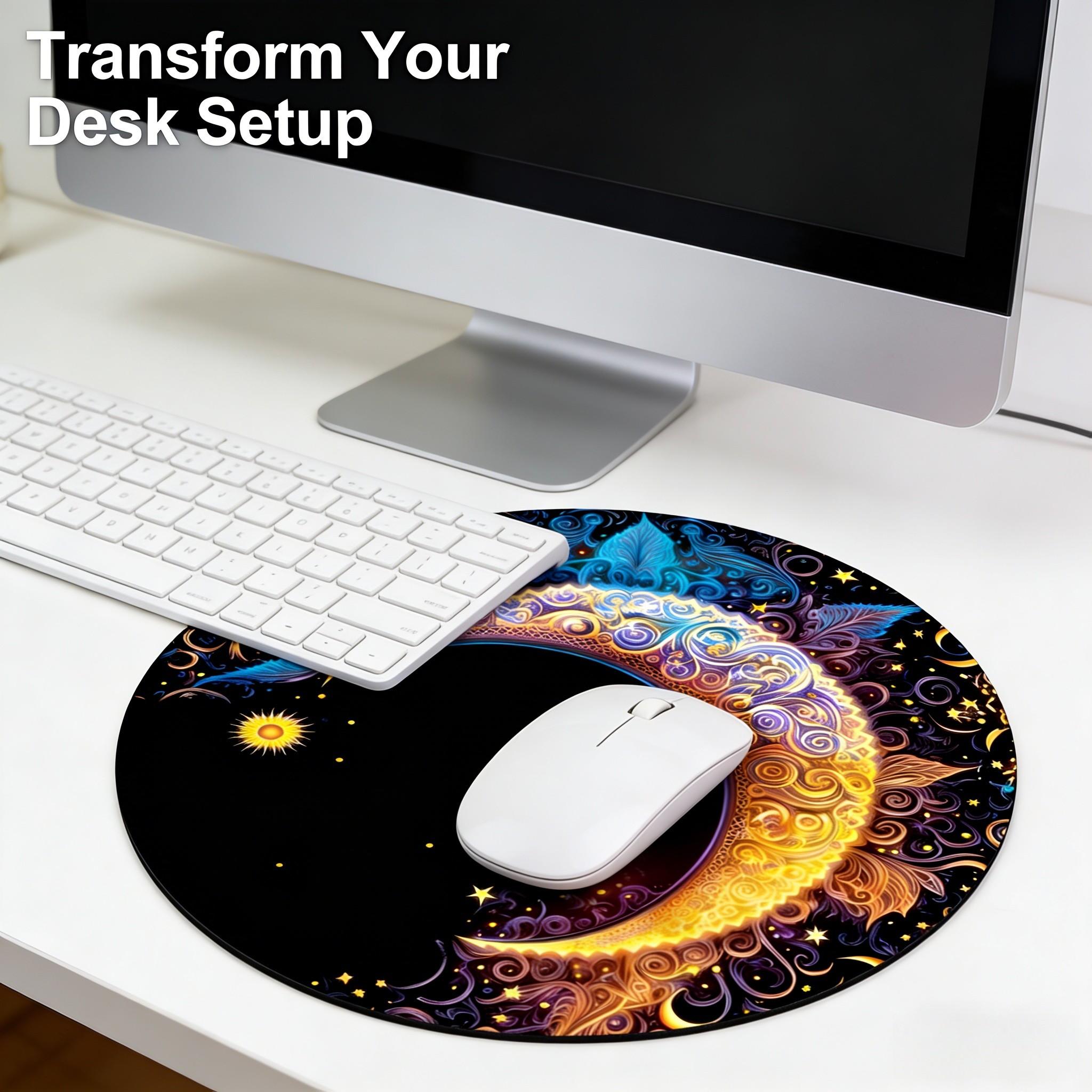 Fashionable Moon Shape Mouse Pad, Non-Slip Rubber Base, Small Desktop Mat for PC/laptop, Gaming/mouse Pad, Office Use, Gift for Women - 7.87 Inches