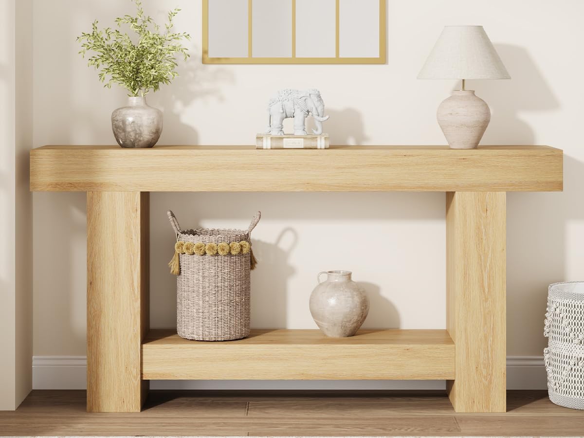 62.9" Narrow Console Table with Storage, Rectangular Sofa Table Behind The Couch,2-Tier Long Console Table, Wooden Accent Table, Entryway Table for Entrance, Hallway, Living Room