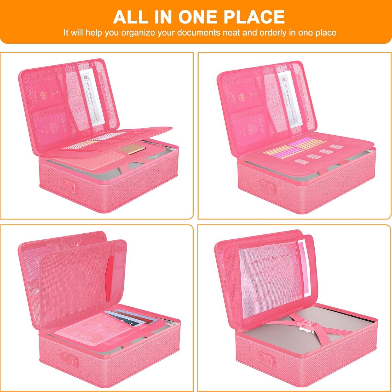 Document Organizer with 5200? Heat Insulated, 16.1"x11.4"x4.3"  and Fireproof Document Box with Lock,   Fireproof Safe Storage Box for Legal Size Documents and File,