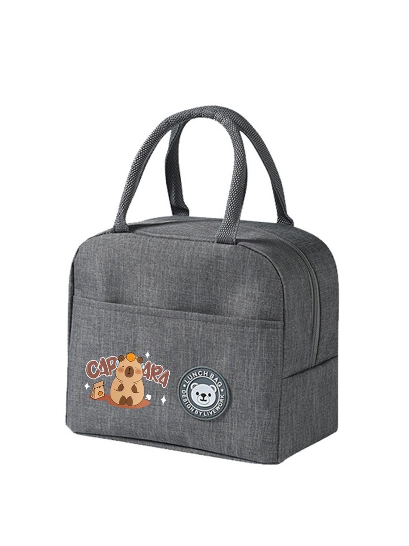 1Pc Capybara Portable Insulated Lunch Bag Thermal Bento Bag Lunch Box Tote Bag For Work School