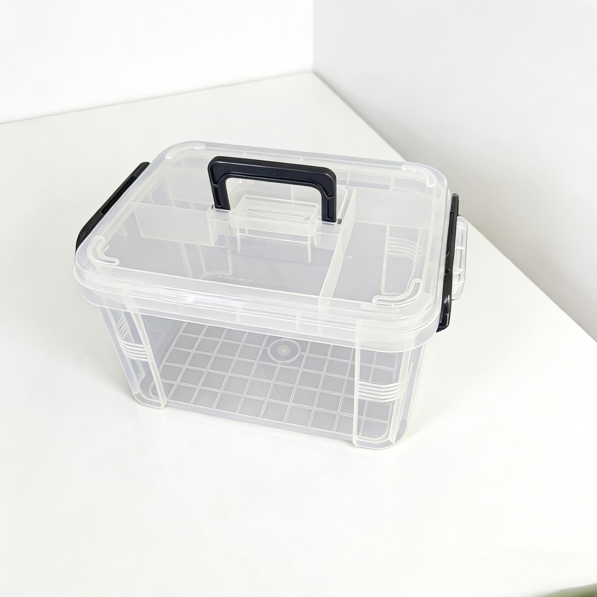 Durable Dual-Layer Medicine Storage Box with Handle, Transparent Waterproof Design, Multiple Compartments for Home & Travel Use