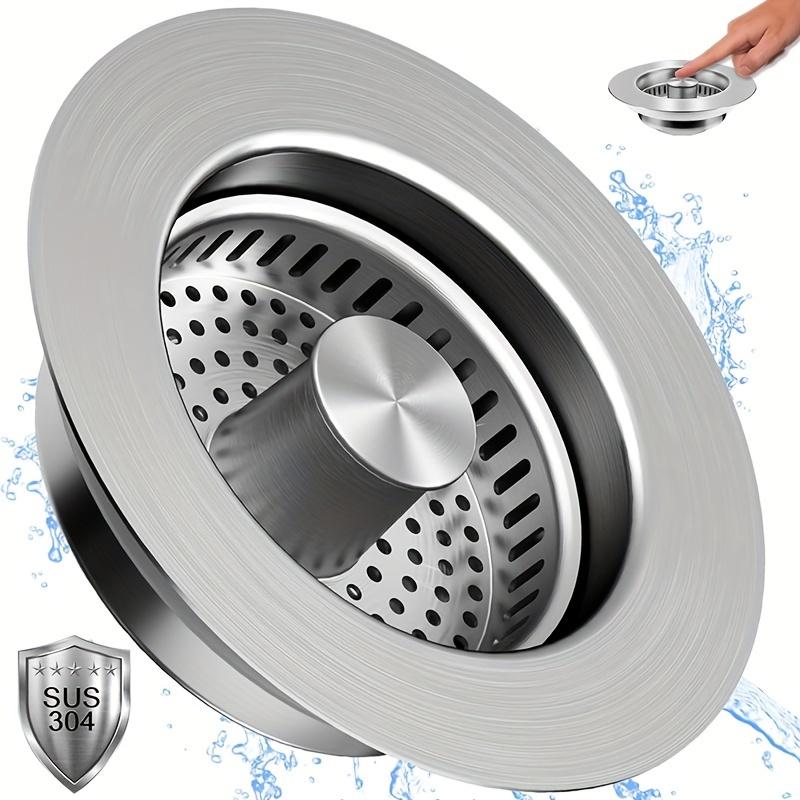 3-in-1 Kitchen Sink Drain Strainer,Stainless Steel Sink Plug, Deodorizing Anti-ClogBasket Strainer for US Standard 3-1/2 Inch Drains Home Goods stainless steel sink strainer stoppe 4 sus304 anti-clogging basket anti-clog