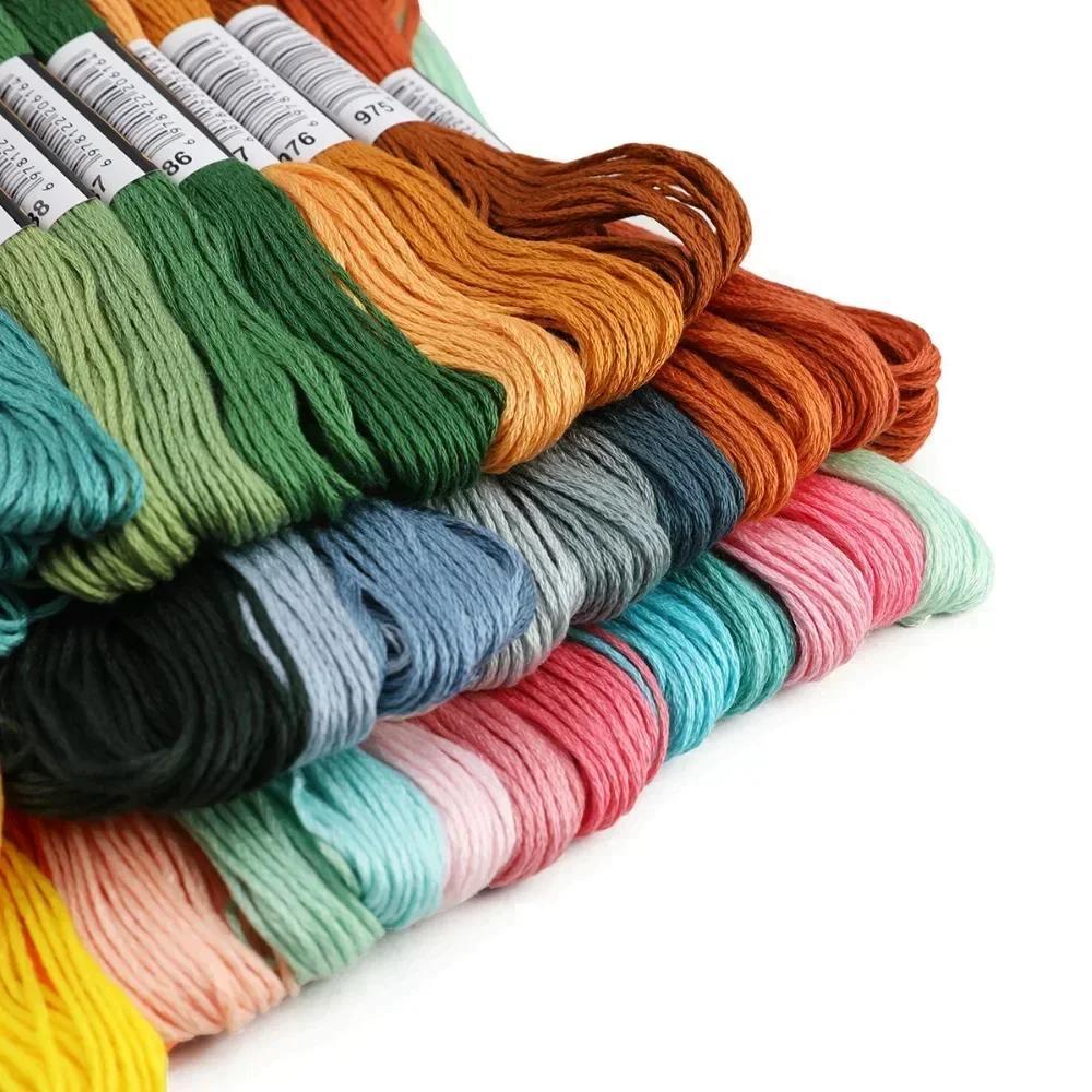 50 PCS Multicolor Embroidery Floss Set - 8m Per Skein, Non-Repeating Compatible Colors, Premium Cotton Cross Stitch Thread for DIY Sewing, Crafts & Needlework