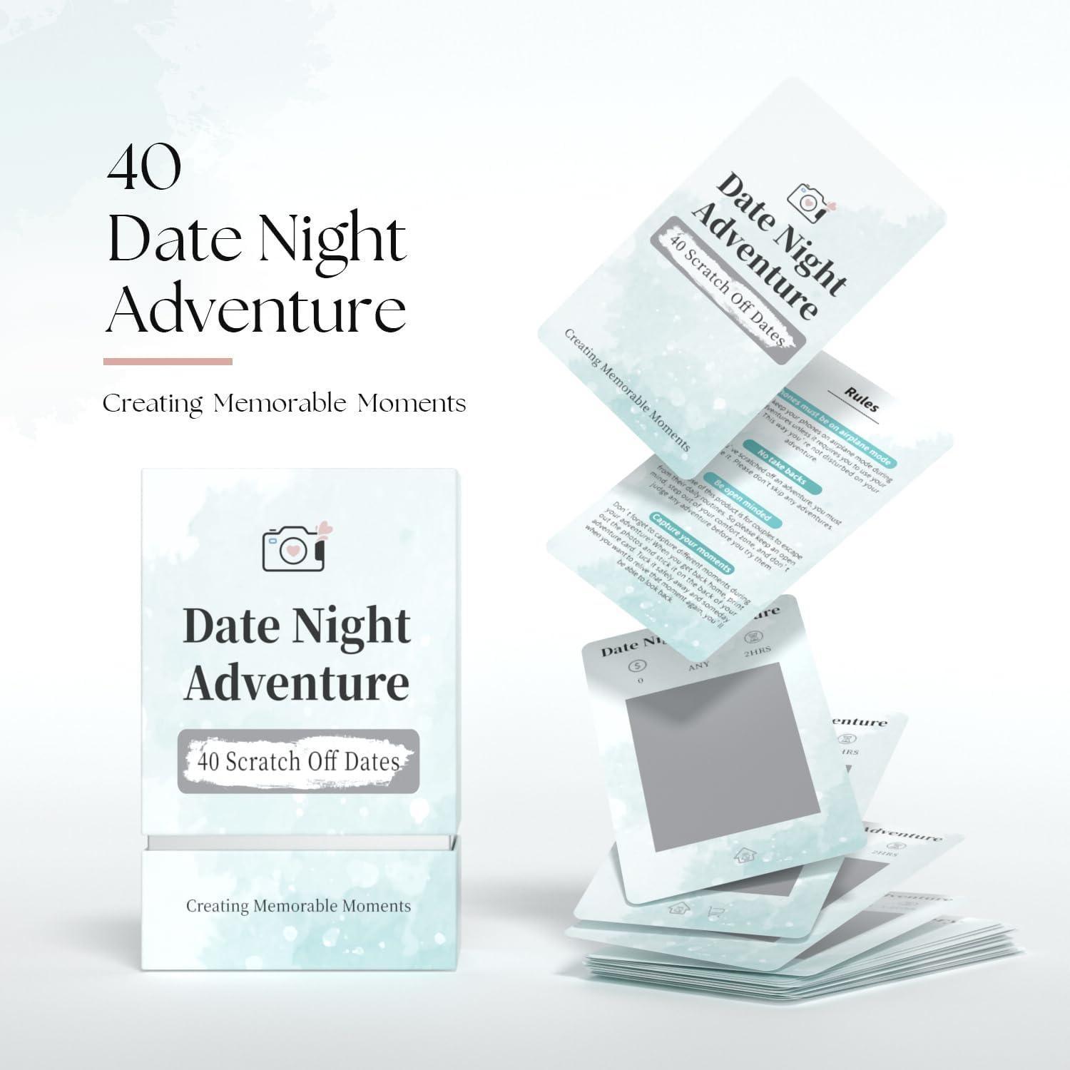 40 Fun Date Night Adventure Scratch-Off Card Game Idea, Fun Party Game Cards, Casual Dating Adventure, Perfect for Gatherings Couple,Romantic Wedding Anniversary Couple Gifts for Him, Her, Men, Boyfriend, Girlfriend, Bride, Husband, Wife, Couples Gifts fo