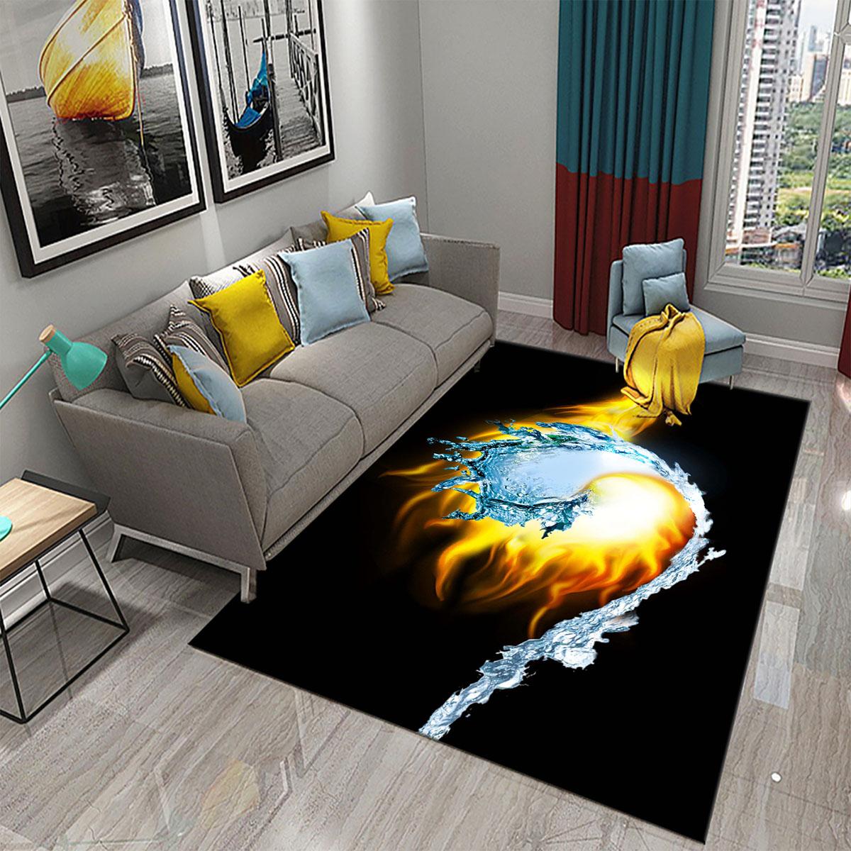 Yin Yang Tai Chi Ink Wash Flannel Area Rug - Traditional Chinese Philosophy Print Soft Mat for Living Room, Non-Slip Spiritual Home Decor#YinYangRug #TaiChiMat #InkWashDecor #ChinesePhilosophyCarpet #NonSlipFlannelRug