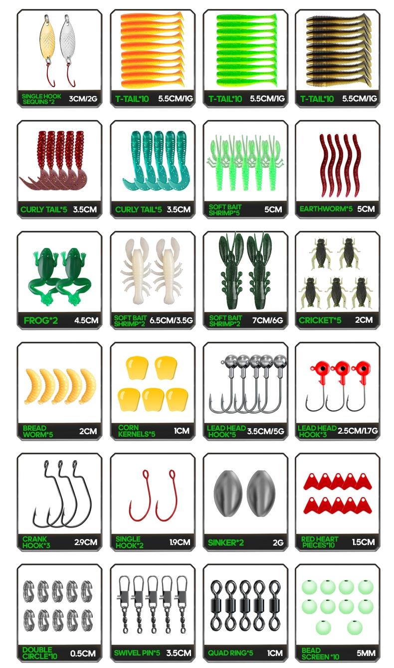 18/43/165/361/604pcs Fishing Lures Kit Soft Lure And Hard Baits Set Metal Jig Sea Fishing Accessories  Artificial Wobblers Fishing Gear Set
