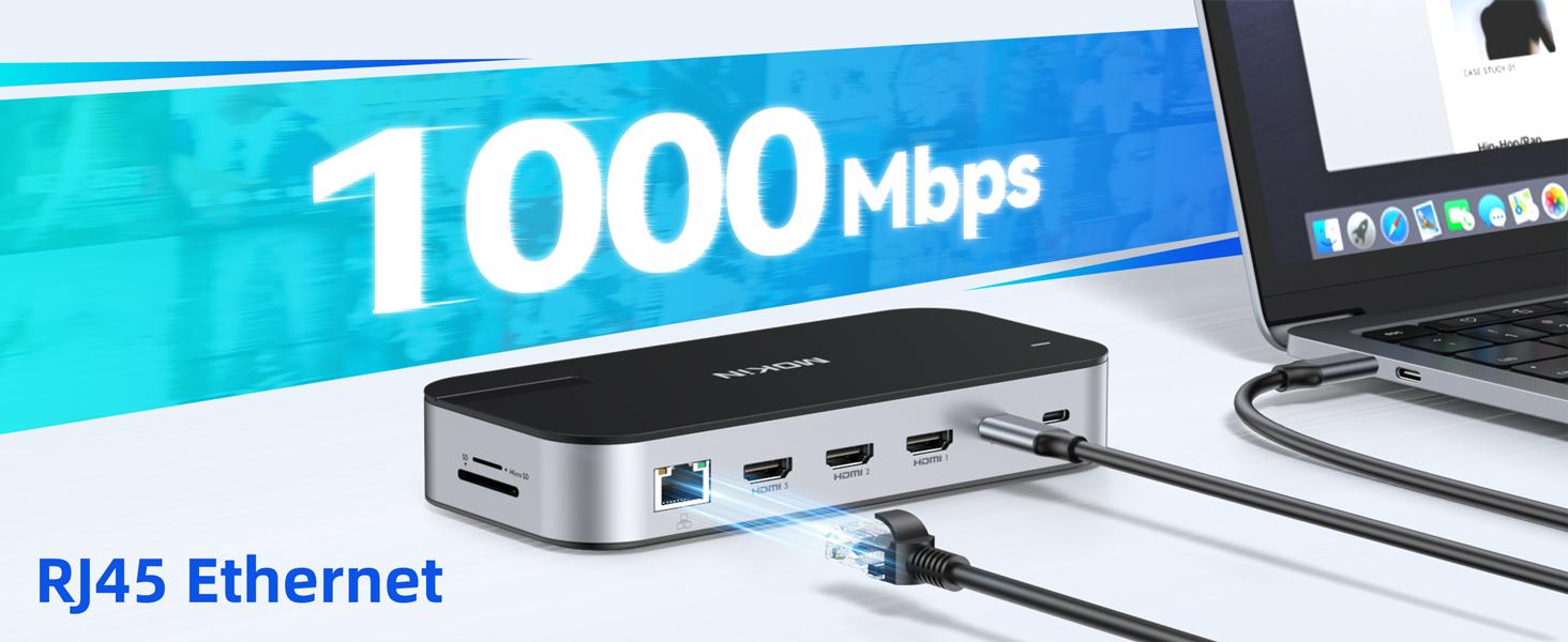 MOKiN 16 IN 1  Laptop Docking Station With Triple Monitor
