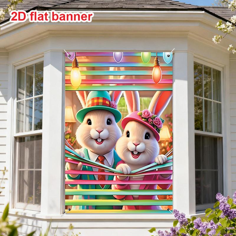 1pc, Easter Decorative Window and Door Cover - Happy Easter Decorative Flag, suitable for indoor/outdoor Spring Easter holiday decoration, for home, garden and courtyard