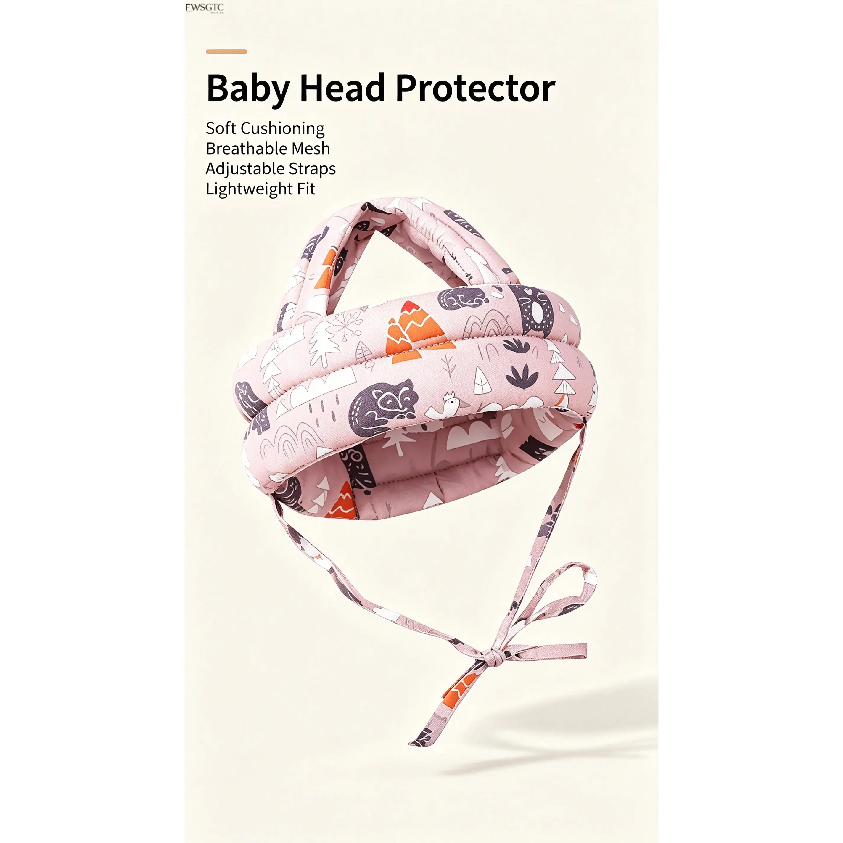 Adjustable Strap Cotton Safety Bumper Hat, Lightweight Anti‑Collision Head Protector, Breathable Shock‑Resistant Padding Head Guard, Must‑Have Protective Accessory for Crawling, Walking Practice & Indoor Playtime