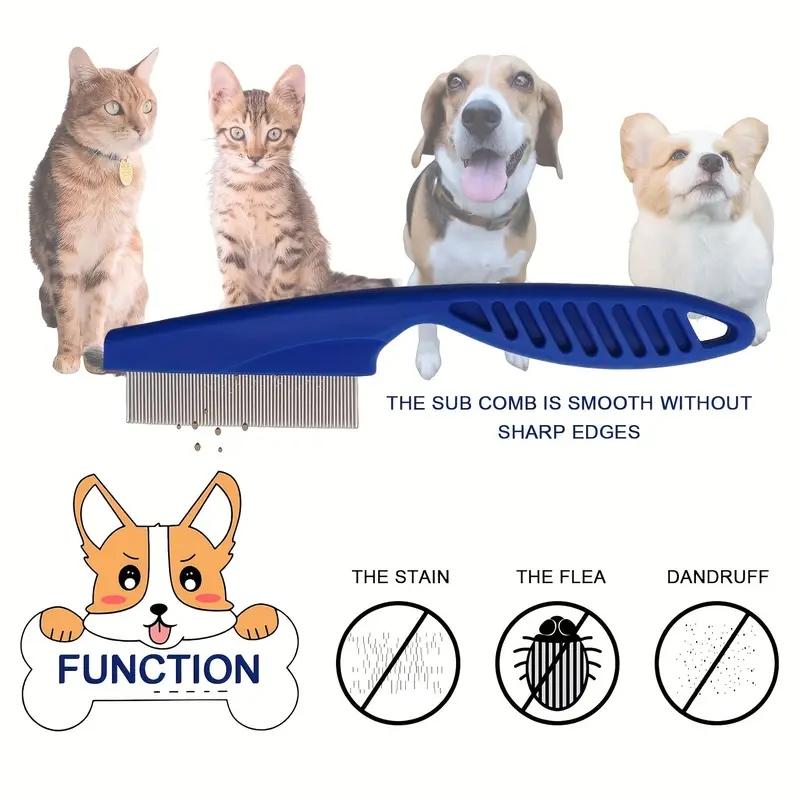 6-Piece Pet Flea Comb Set, Polypropylene Material, Fine Tooth Grooming Combs for Cats, Dense Teeth Design for Flea Removal and Hair Shedding Control, Clean