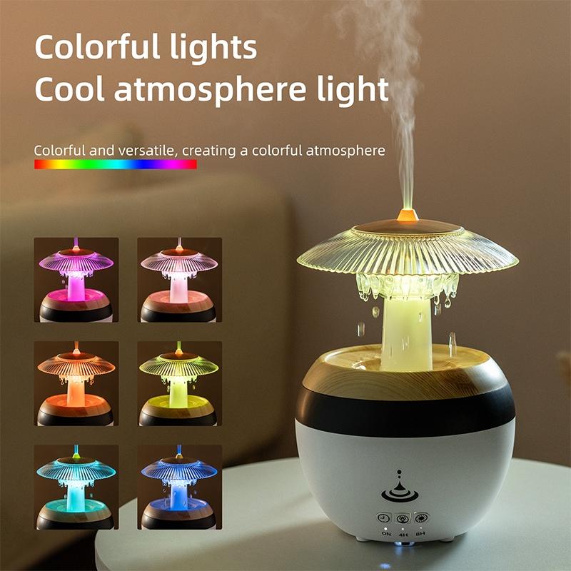 USB Plug-In Essential Oil Diffuser 450ML Cloud Humidifier Fragrance Aroma Humidifier Raindrop Filter with Music, Colorful LED Lights, Timer & Auto Shut-Off