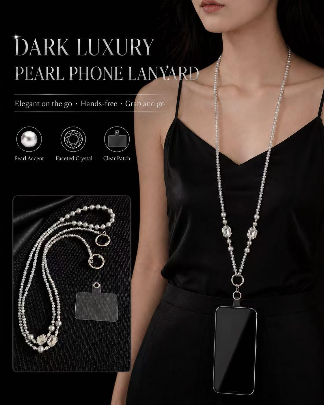 Luxurious Pearl Beaded Diagonal Clip Pendant, Long Neck Strap, Anti-Loss Lanyard, Phone Lanyard, 1 Piece, Elegant Accessory