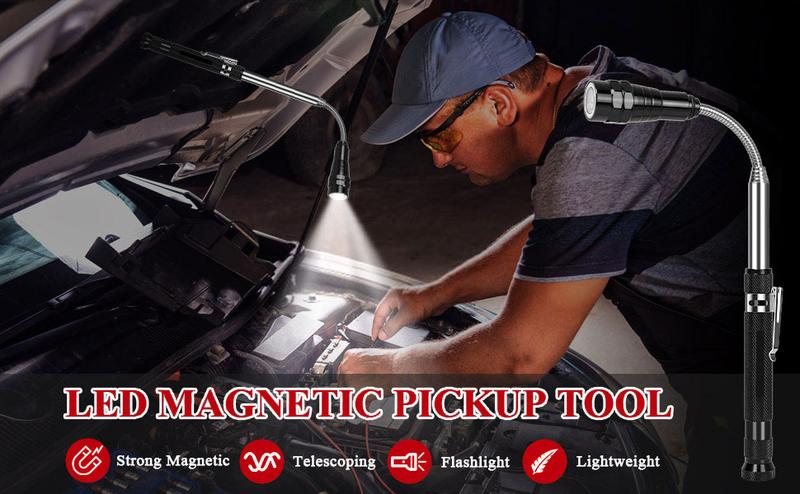 Super Bright LED Magnetic Pickup Tool with Extendable Neck | The Perfect Christmas Gift for Dad and Husband | Cool Gadgets for Men Adjustable Flashlight High Power Flashlights flashlights