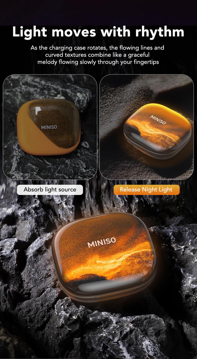 MINISO MS185 OWS Open Ear Wireless Bluetooth Earbuds Quicksand Luminous Headphones HIFI Sound Quality Sports Headphones IPX5 Waterproof With microphone
