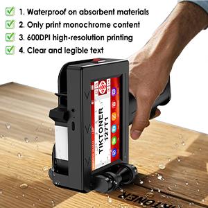 Handheld Inkjet Printer, 0.5 Inch Nozzle, Portable Inkjet Printer Gun for Text QRCode Barcode Production Date Time Logo Batch Number Print on Metal Wood Glass Cloth Carton Plastic
