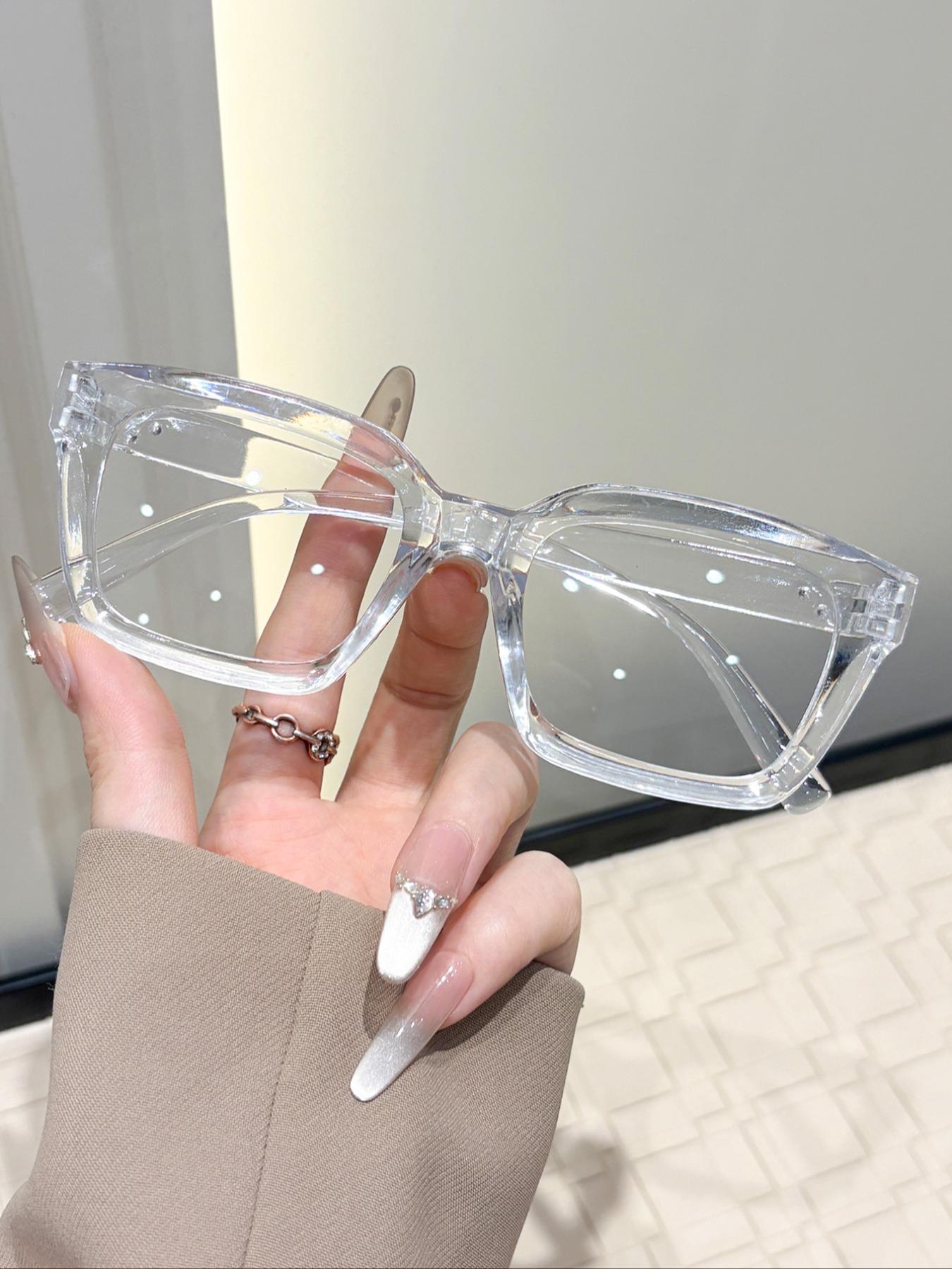 Women's Rectangular Casual Flat Mirror Glasses, Suitable for Office Commuting Daily Life, Simple Design, Perfect for Everyday Use