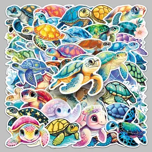 50pcs turtle cartoon Marine life creative stickers diy handbook glass refrigerator phone case personality stickers