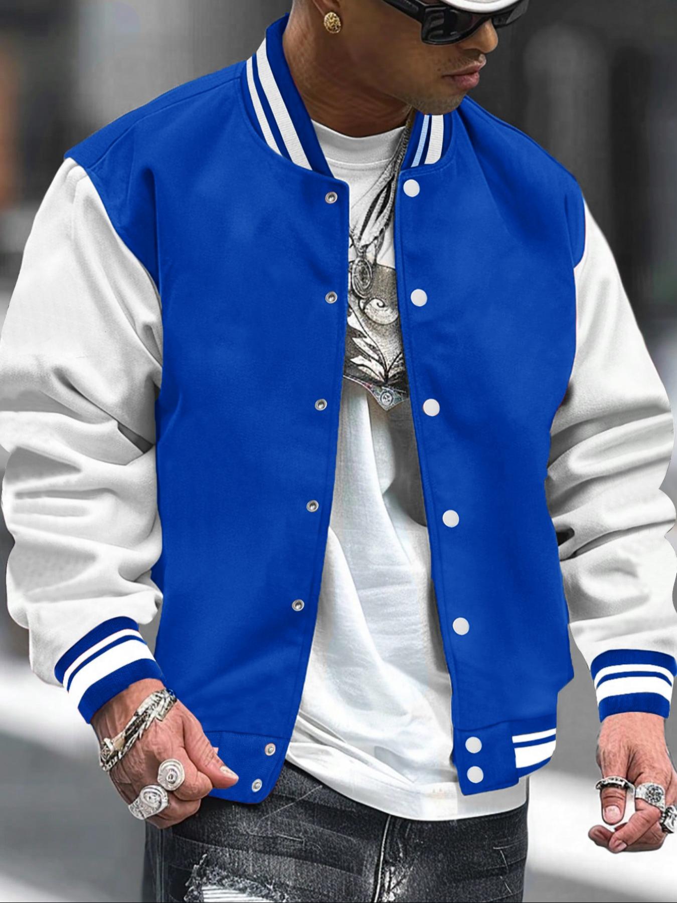 Men's Baseball Jacket Coats Colorblock Long Sleeve, Fitted Casual Campus Style, Comfortable Daily Wear, Thick Fabric Knit for Fall & Winter,Fall outfits, Clothes