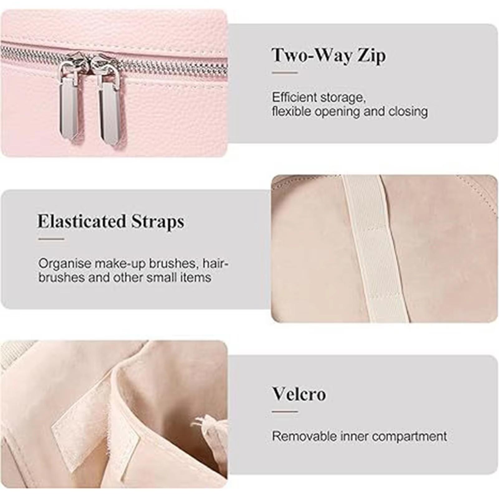 Large-capacity PU leather cosmetic box with internal storage box, customizable names and letters, travel portable makeup organizer bag