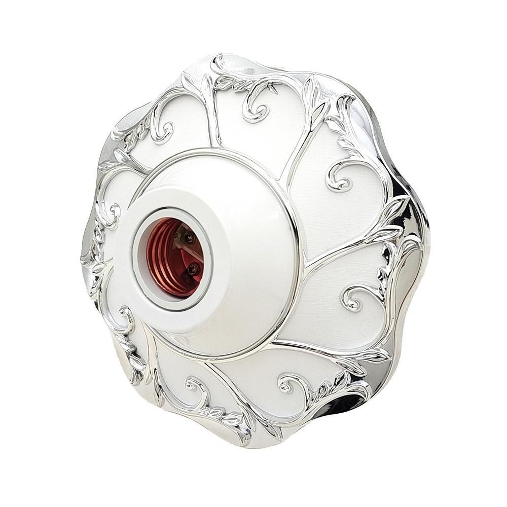 E26/E27 Bulb Socket Adapter, Silver Carved Decorative Lamp Base, Home Office Industrial Use, Wenzhou Manufacture