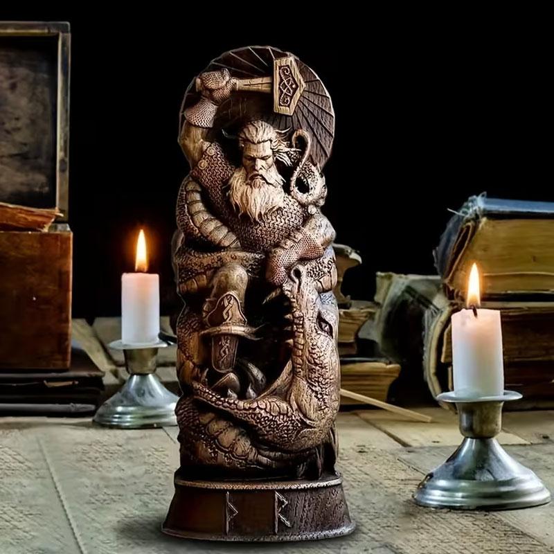 2026 New Hand-Painted Style Home Statue - Handcrafted resin mythological sculpture, engraved with weapons, suitable for Greek/Roman/Norse mythology, temple and festival decorations (durable and of collectible value)
