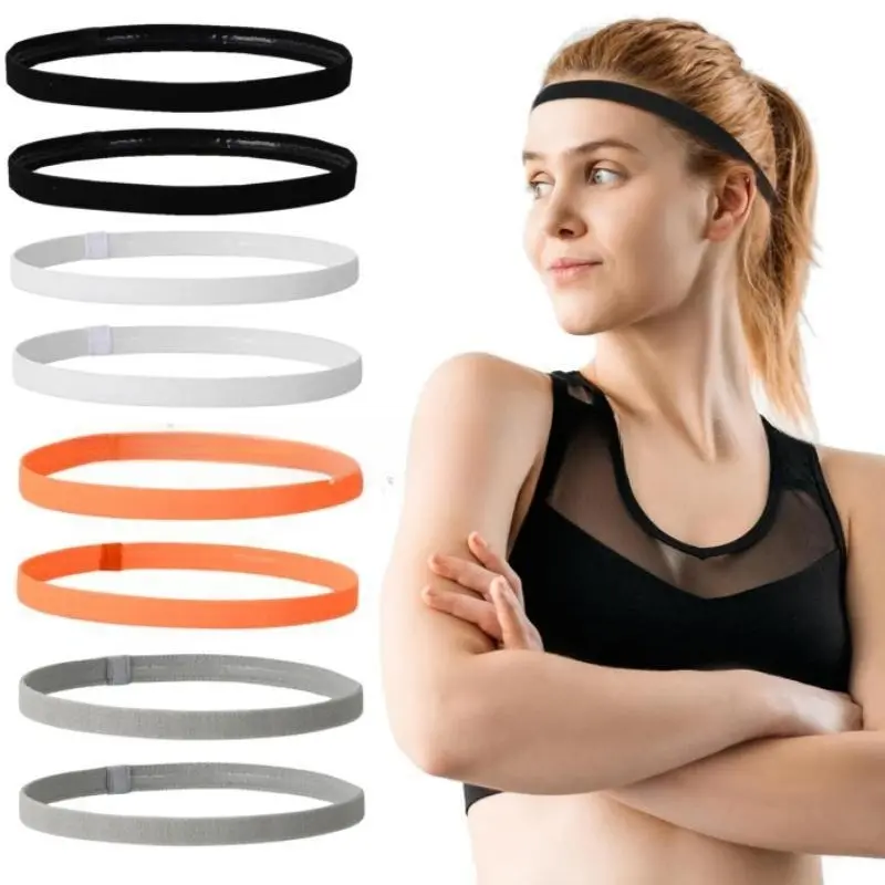 Thin Non‑Slip Sports Headbands for Women Men, Soft Elastic Sweat Wicking Hair Bands, Stretchy Thin Headband for Running Yoga Gym Workout, Comfortable Sport Hair Accessories for Fitness Daily Use