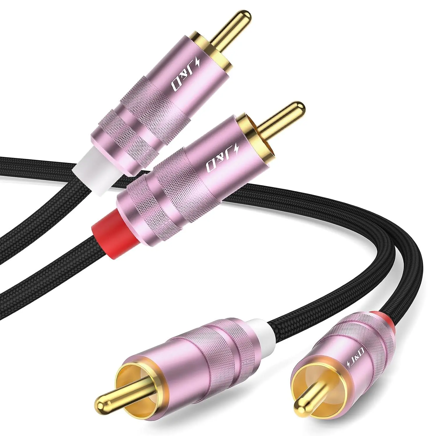2  M/M , Nylon Braided 2RCA Male to Male Stereo Audio ,  Plated Connector for Speaker, TV, Amplifier, Audio Mixer, 3