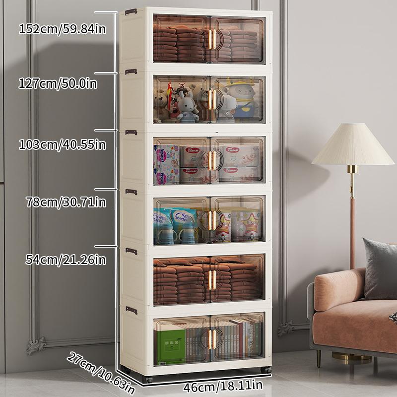 46cm*27cm Plastic Storage Cabinet, 2-6 Layers, Quiet Wheels, Space-Saving, Durable, Easy Assembly, Ideal for Home Items, Snacks, DIY Setup
