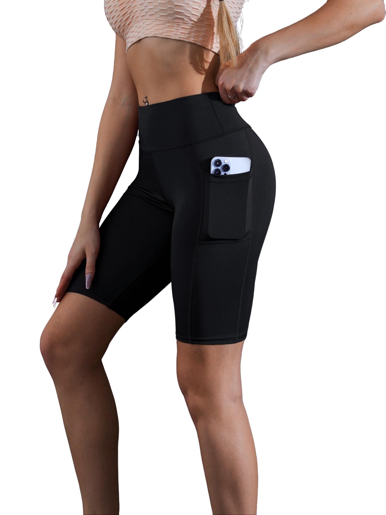 Summer Clearance Sale Ladies' Tight-fitting Sports Shorts, Running Yoga Shorts, Yoga Pants, High Waist  Tummy Control Shorts with Pockets, Suitable for Outdoor Walking, Fitness, and Indoor Casual Wear
