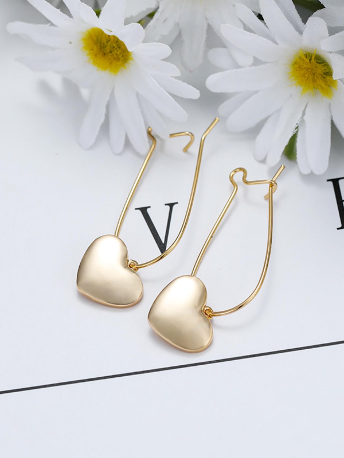 1 Pair Heart Shaped Dangle Earrings, Fashionable Casual Matching Earrings Jewelry for Daily Use, Classic Fashion Accessories for Party, Elegant Minimalist Earrings