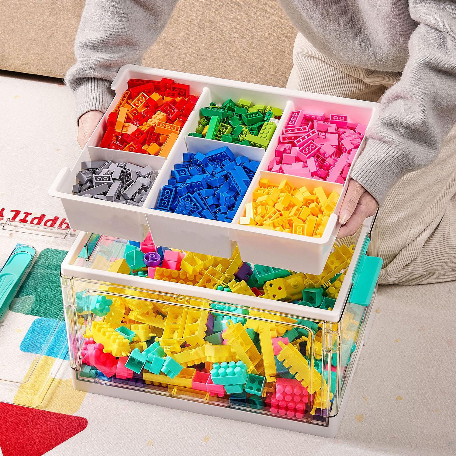 Transparent Plastic Layered Storage Box, Large Capacity with Dividers, Ideal for Crafts, Books, Toys, Home Organization
