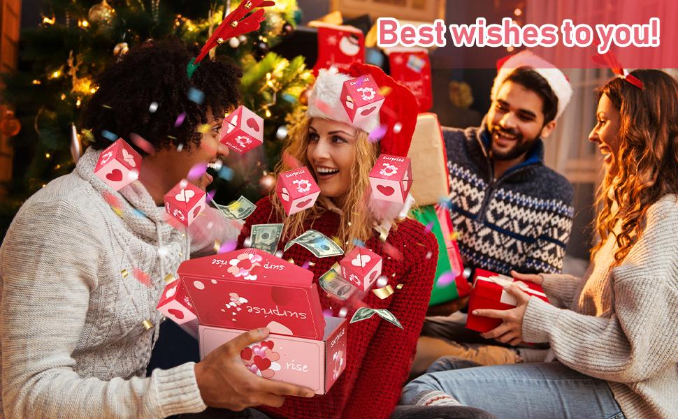 Surprise Gift Box Explosion Gift Box for Money, Funny Money Box for Cash Gift, Folding Bouncing Gift Box for Birthday Anniversary Valentine Proposal (16 Bounces)