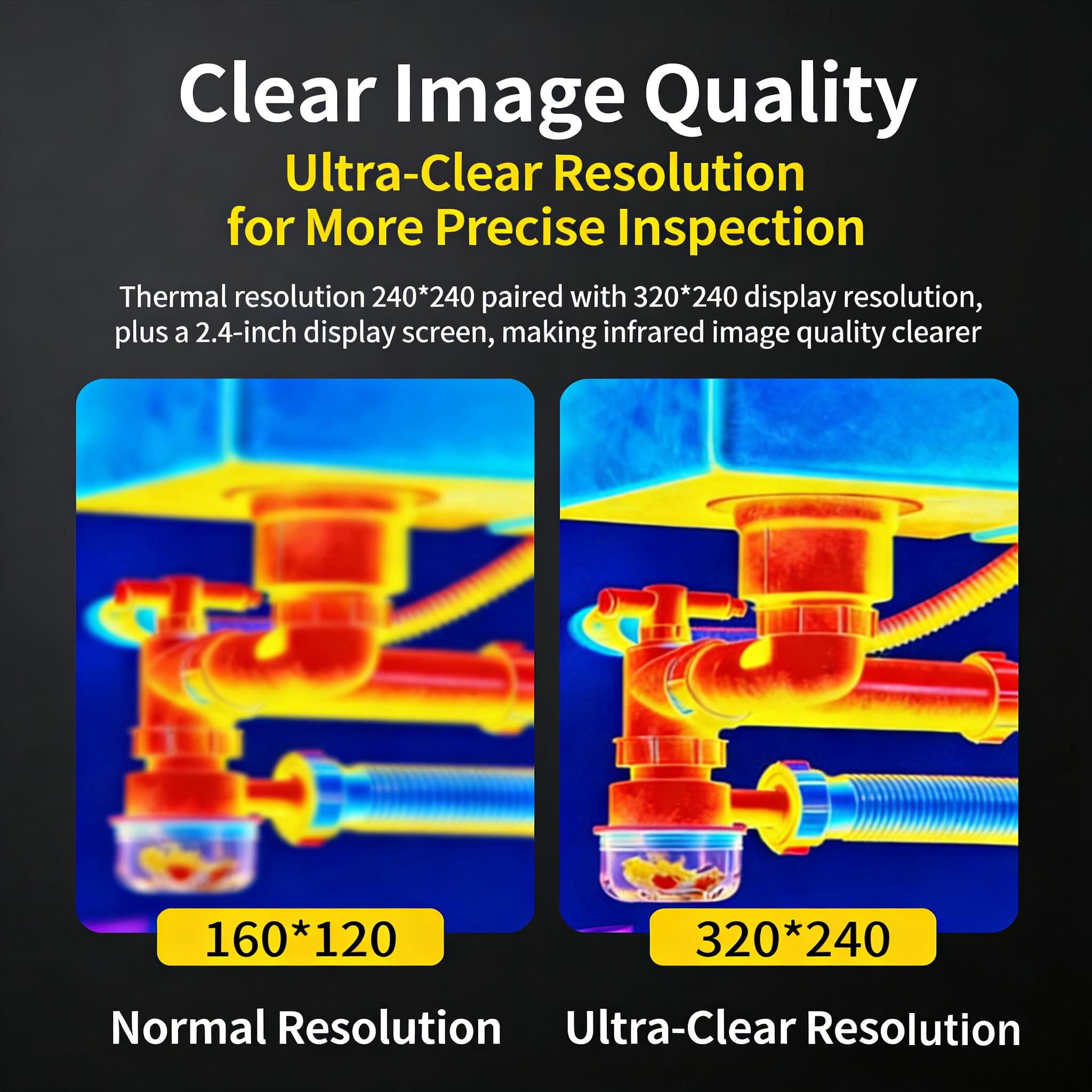 Handheld Thermal Camera, 320 X 240 Tisr Resolution, 24h Battery Life, 25 Hz Infrared Camera, Temperature Alarm, -4°f to 842°f