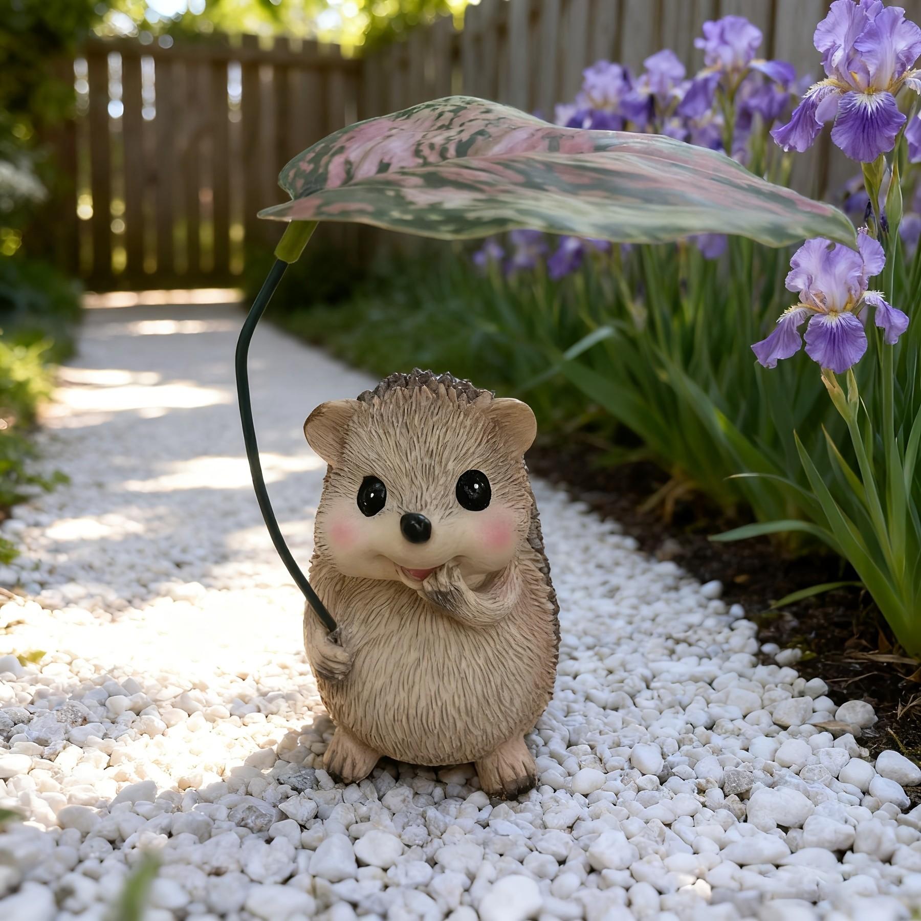 Resin Hedgehog Statue, Charming Garden Ornament for Outdoor Patio Lawn Bonsai Decor, Durable Animal Figurine, Ideal Gift for Garden Lovers