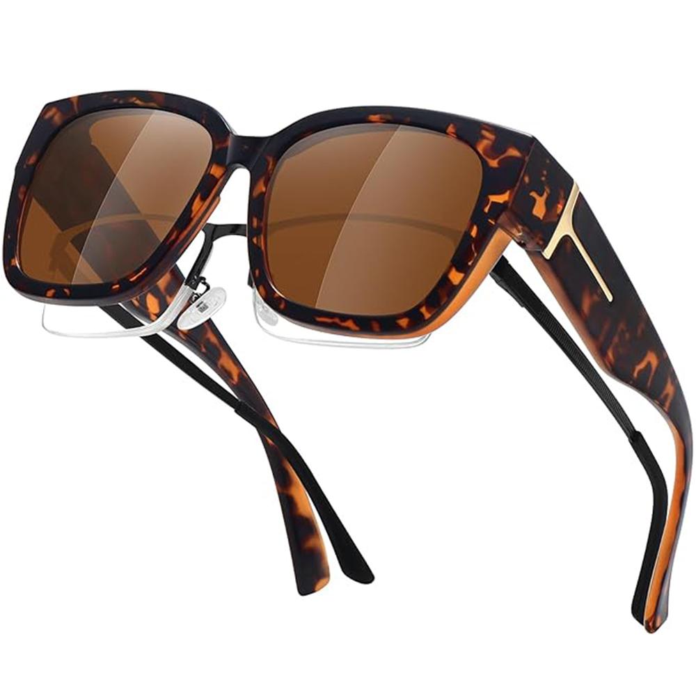 2Pcs Oversized Square Sunglasses for Women Men Frame Polarized UV400 Protection Stylish Comfortable Fit for Driving Fishing Cycling