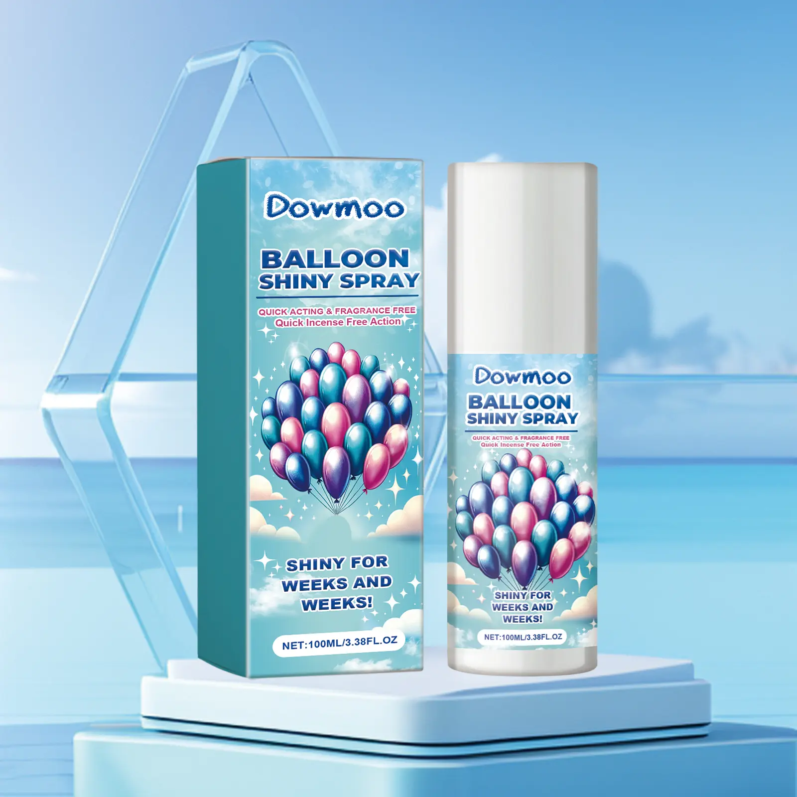 Dowmoo Balloon Shiny Gloss Spray, Anti-Oxidation Long-Lasting Bright Enhancer for Wedding, Birthday Party Latex Balloon Decor
