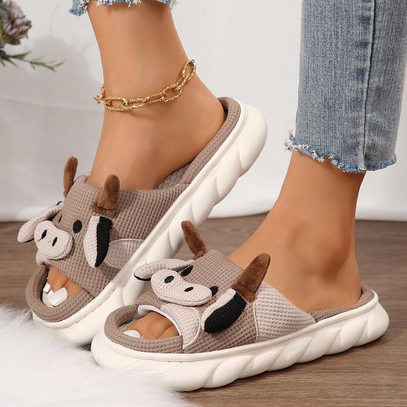 Cute Cow Slippers for Women Animal Cartoon House Slippers Soft Home Linen Slippers Shoes Indoor Outdoor Cute Cow Slippers for Women Animal Cartoon House Slippers Soft Home Linen Slippers Shoes Indoor Outdoor