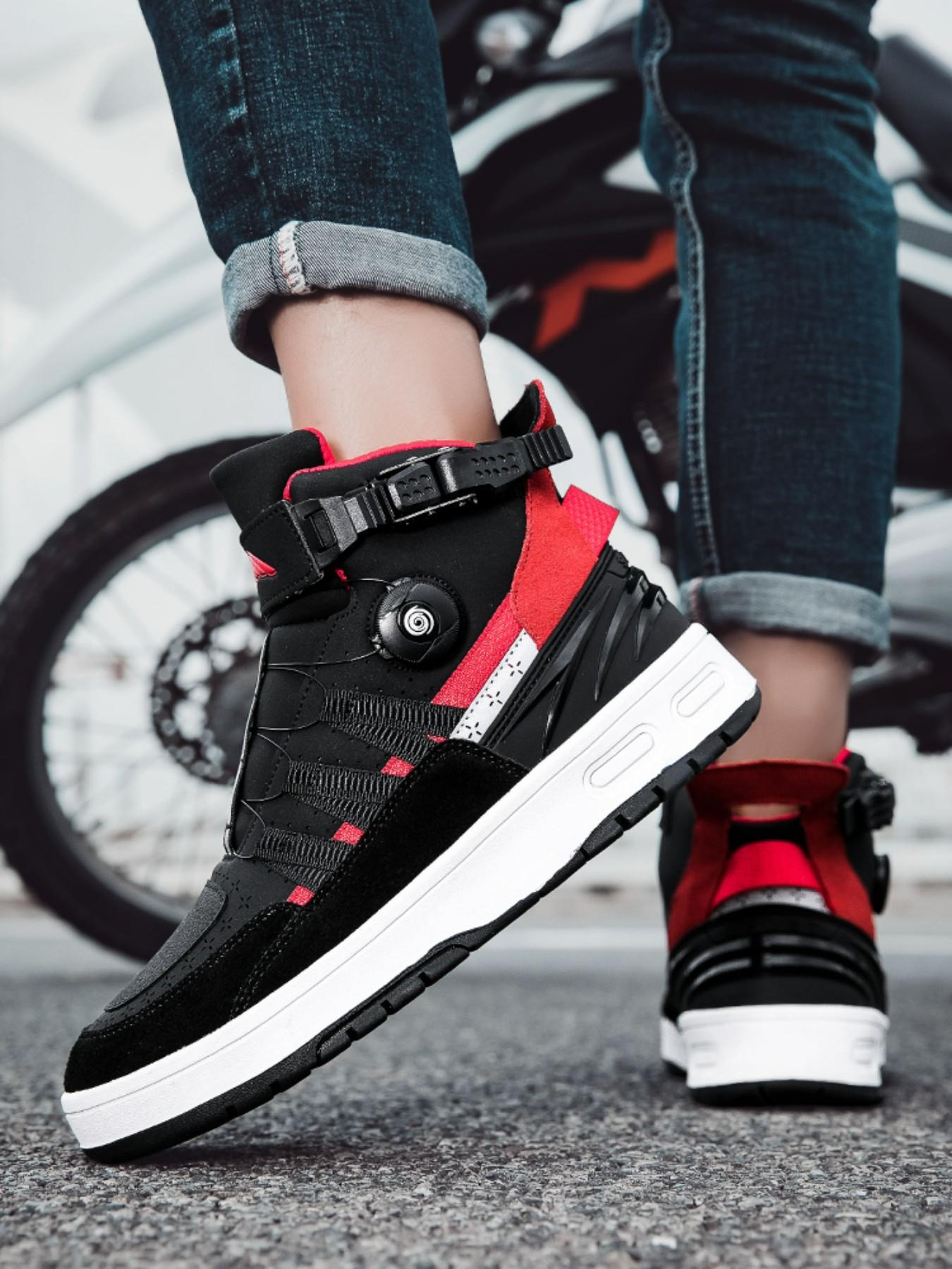 Men's Motorcycle Riding Shoes, Anti-Slip Racing Boots, Waterproof Safety Design, Comfortable and Secure, Ideal for Safe Cycling