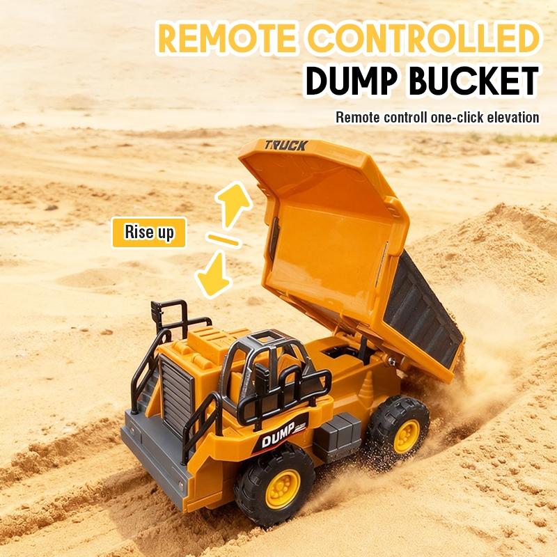 Mini Dump Mini Forklift Toy, 1:64 Scale Truck Remote Control Car with Lights, Electric Construction Vehicle Toy, Fun Birthday Christmas Gifts