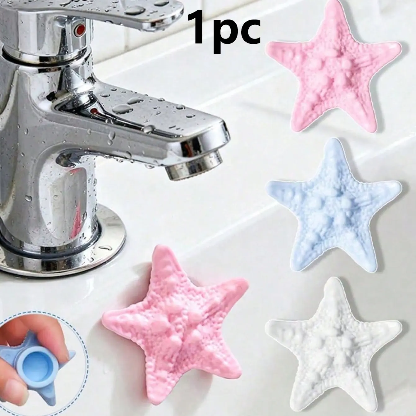 Starfish Silicone Sink Overflow Plug Cover, Easy Install Overflow Ring Cap, Decorative Drain Hole Cover, Prevents Water Accumulation, Kitchen Bathroom Accessory