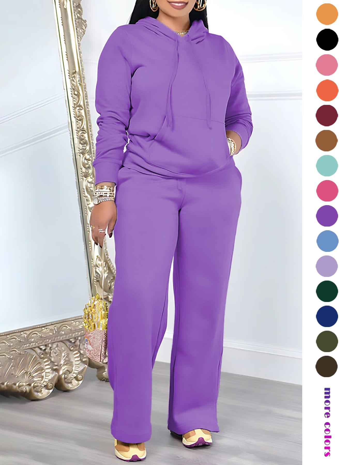 Two-Piece Set Women's Solid Drawstring Hoodie & High Waist Pants Set, Casual Long Sleeve Pocket Hooded Sweatshirt & Straight Leg Trousers for Spring & Fall, Ladies' Clothes for Daily Wear Two-Piece Set Women's Solid Drawstring Hoodie & High Waist Pants Set, Casual Long Sleeve Pocket Hooded Sweatshirt & Straight Leg Trousers for Spring & Fall, Ladies' Clothes for Daily Wear