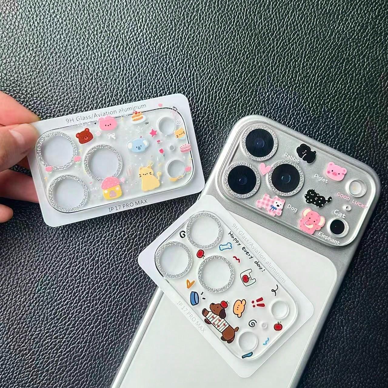 Cute Cartoon Pattern Camera Lens Protector Cover Perfect Fit for iPhone 17 Pro Max, Protective Anti-Dust Scratch Resistant HD Photography Smartphone Case Accessories