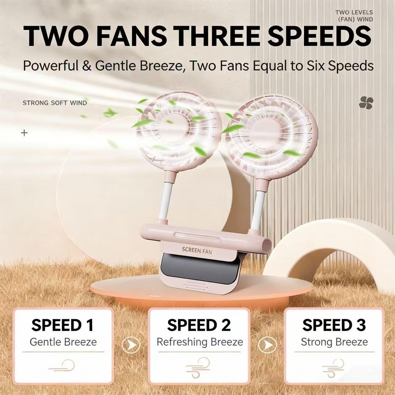 Desktop fan, monitor fan clip with 2 fan heads,3gear wind speed, office desk fan, USB powered cooling fan, quiet breeze, portable fan that does not take up space, suitable for laptops, games, homes, conferences, desktop computers