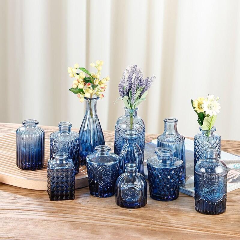 12pcs💐Glass Bud Vase Set As Wedding Centerpieces for Tables,Small Minimalist Vases for Flowers, Vintage Rustic Home Decor for Table Centerpiece Wedding Party, Birthday Party,Anniversary,Modern Clear Aromatherapy Bottle for Living Room Bedroom