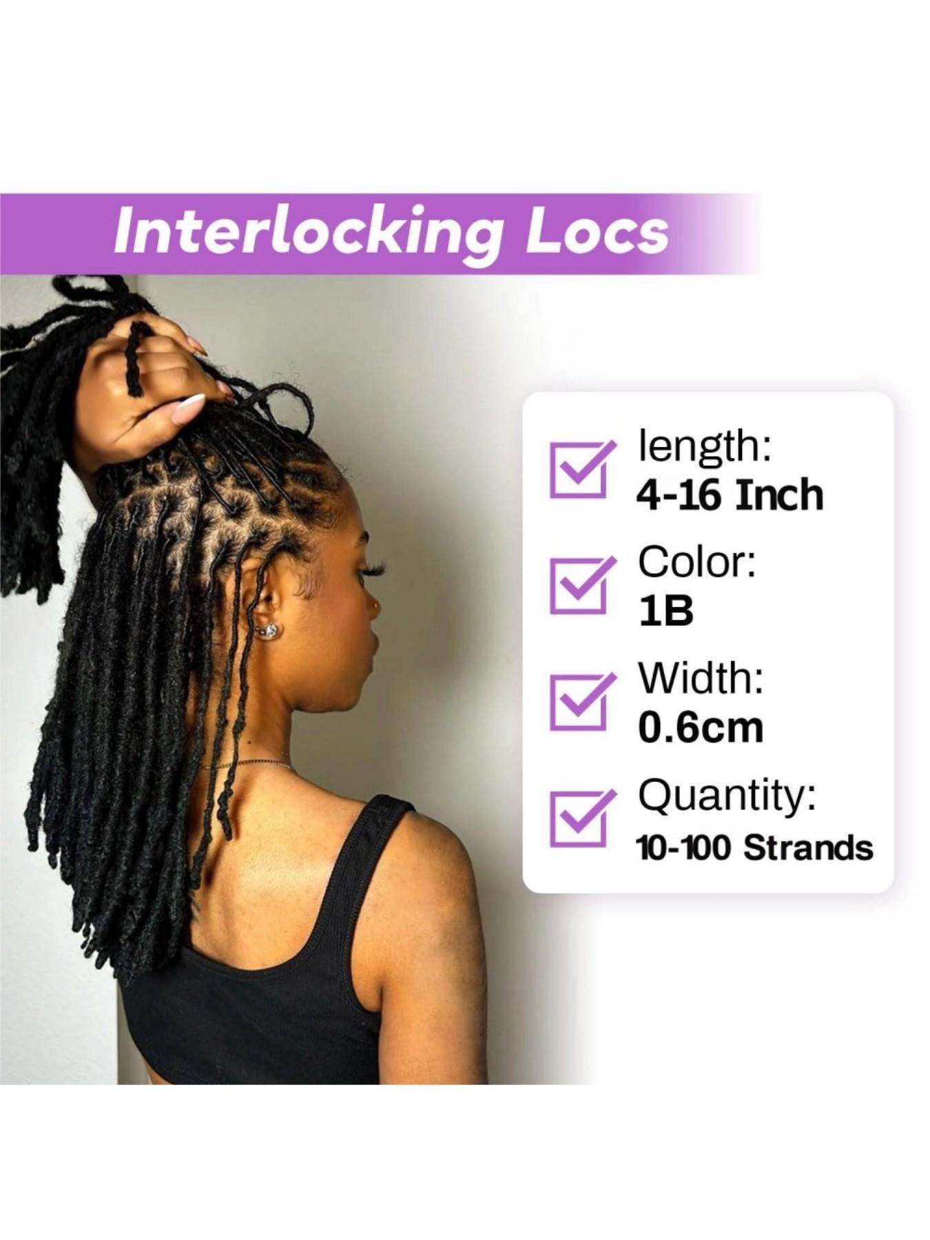 Human Hair Dreadlock Extensions Full Handmade Dreads Extensions Loc Extensions for Women/Men Can Be Dyed Curled Bleached (4-16 Inch 0.6cm 10-100 Strands)