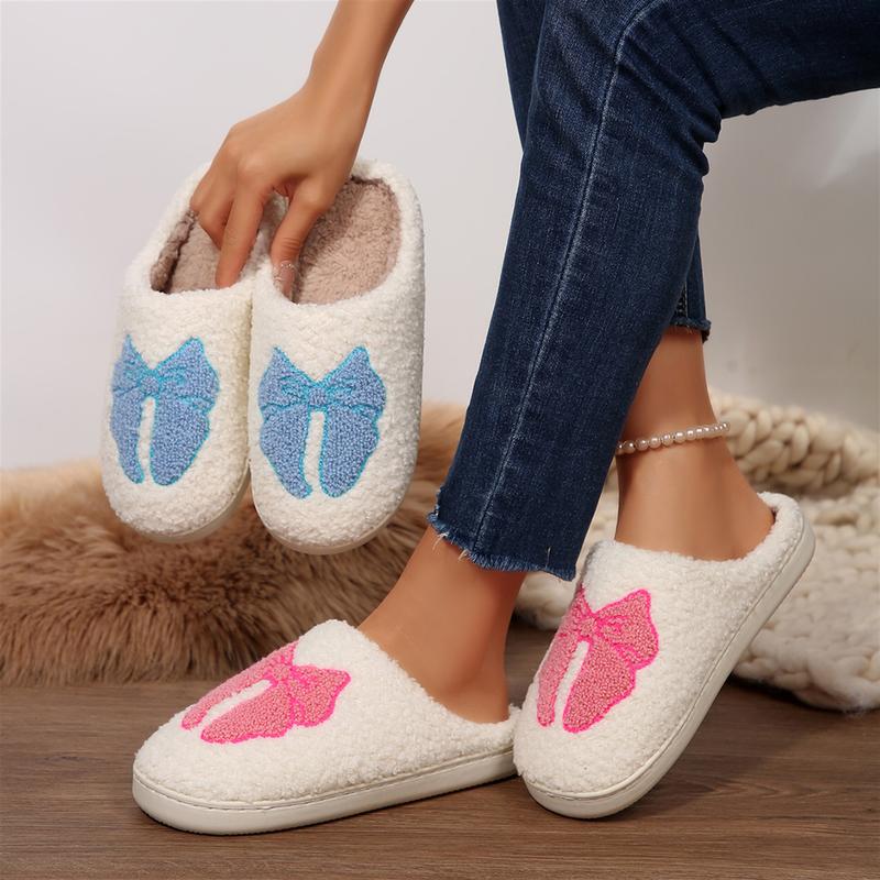 Slippers For Women Bow Slippers Memory Foam Slippers Slip On Plush Fluffy Warm House Shoes Indoor Outdoor Winter Warm Mini Snow Boots