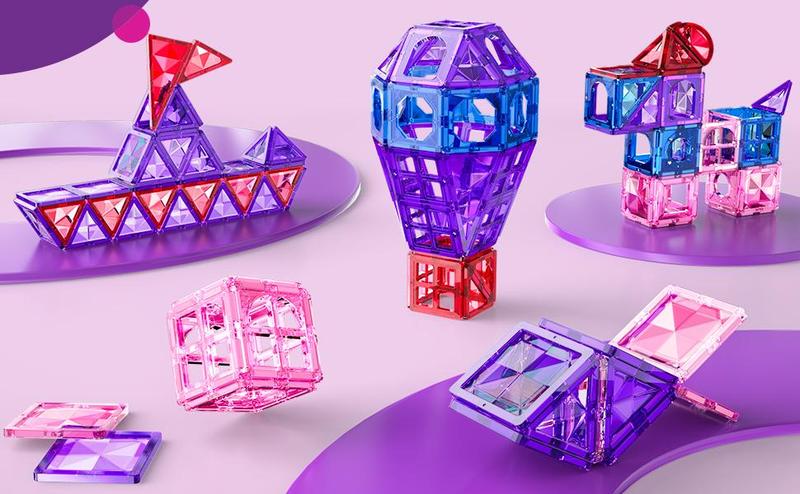 STEM Magnetic Building Tiles Set with Car Educational Construction Toy Gift for Christmas Birthday or New Year Magnet Play Creative Girl Gift Halloween