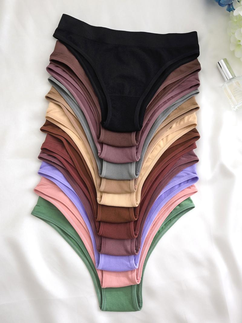 Women's Solid Color Panty, Soft Comfy Breathable Knicker for Daily Wear, Underwear for All Seasons, Soft Breathable Panties